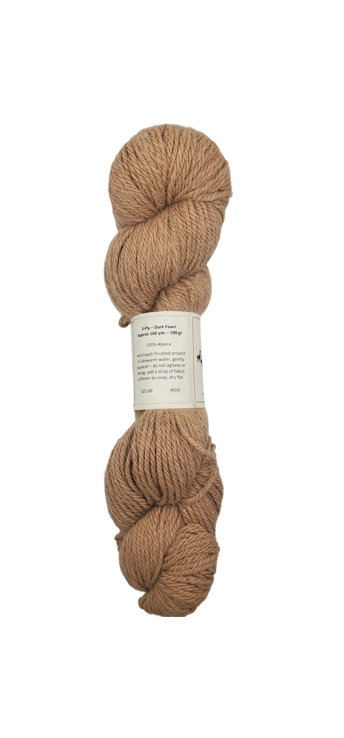 Luxurious Dark Beige Alpaca Yarn - 3 Ply, 100% Softness & Warmth (SKU 16)